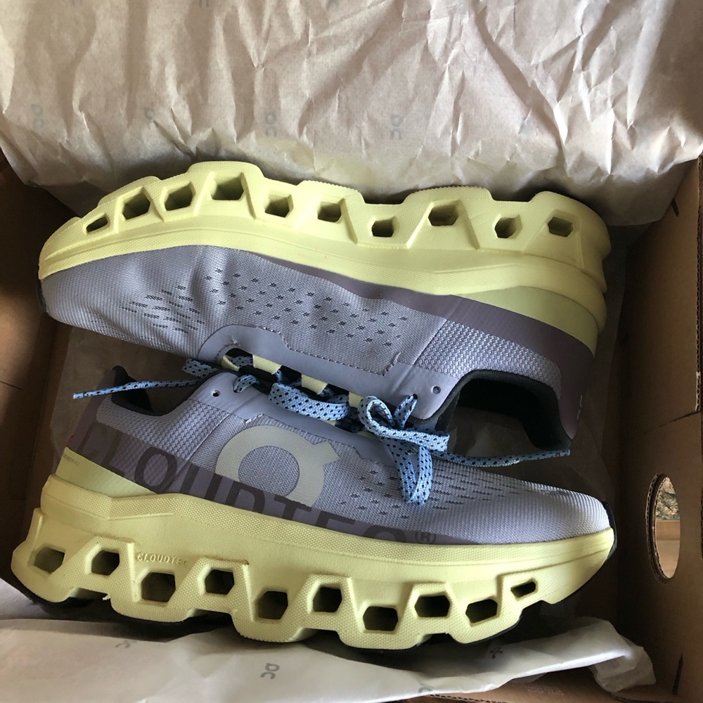 ON cloudmonster running shoes size 7 nimbus hay